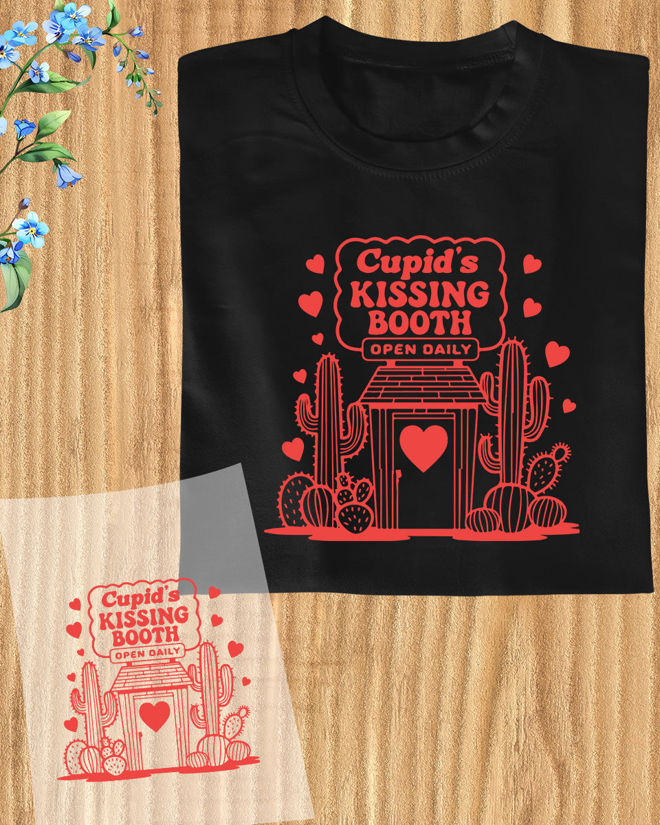 "Cupid's Kissing Booth Valentines Day DTF Transfer Film "