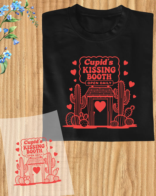 "Cupid's Kissing Booth Valentines Day DTF Transfer Film "