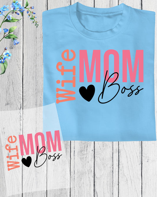 Mother’s Day DTF Transfer Wife Mom Boss