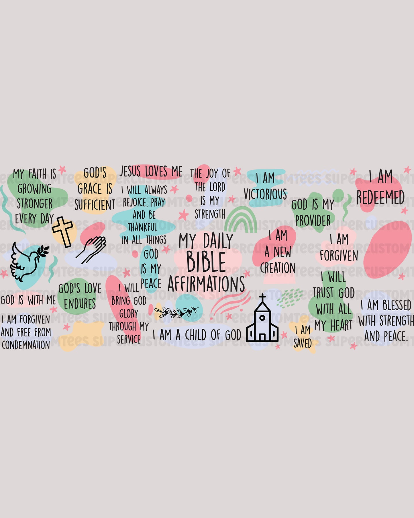 My Daily Bible Affirmations Glass Tumbler UV DTF