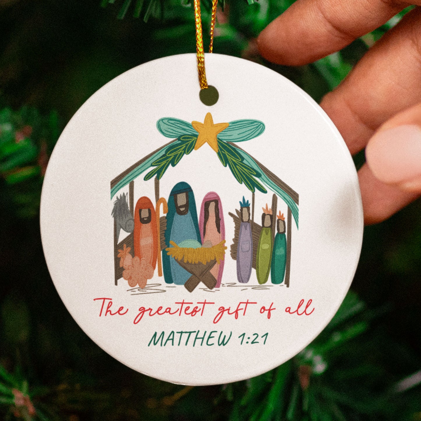 Nativity Christmas Ornament The Greatest Gift of All Christian Family Keepsake