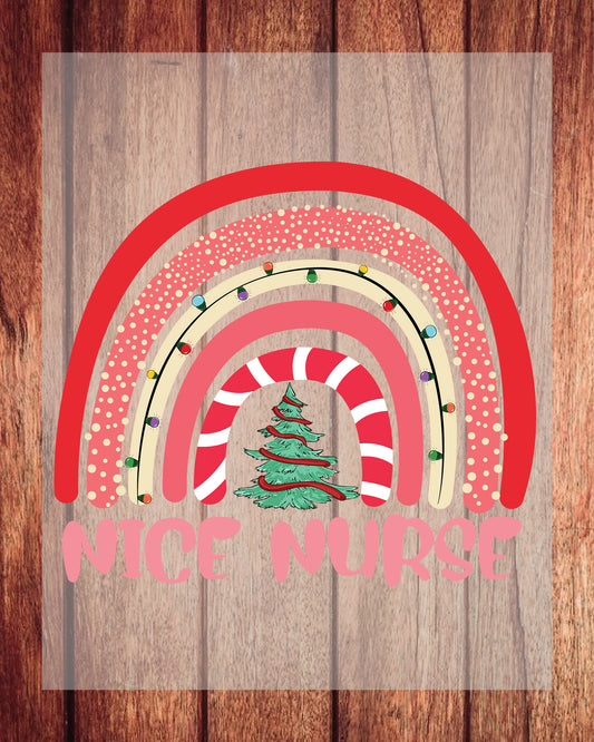 Nice Nurse Christmas Rainbow DTF Transfer Film