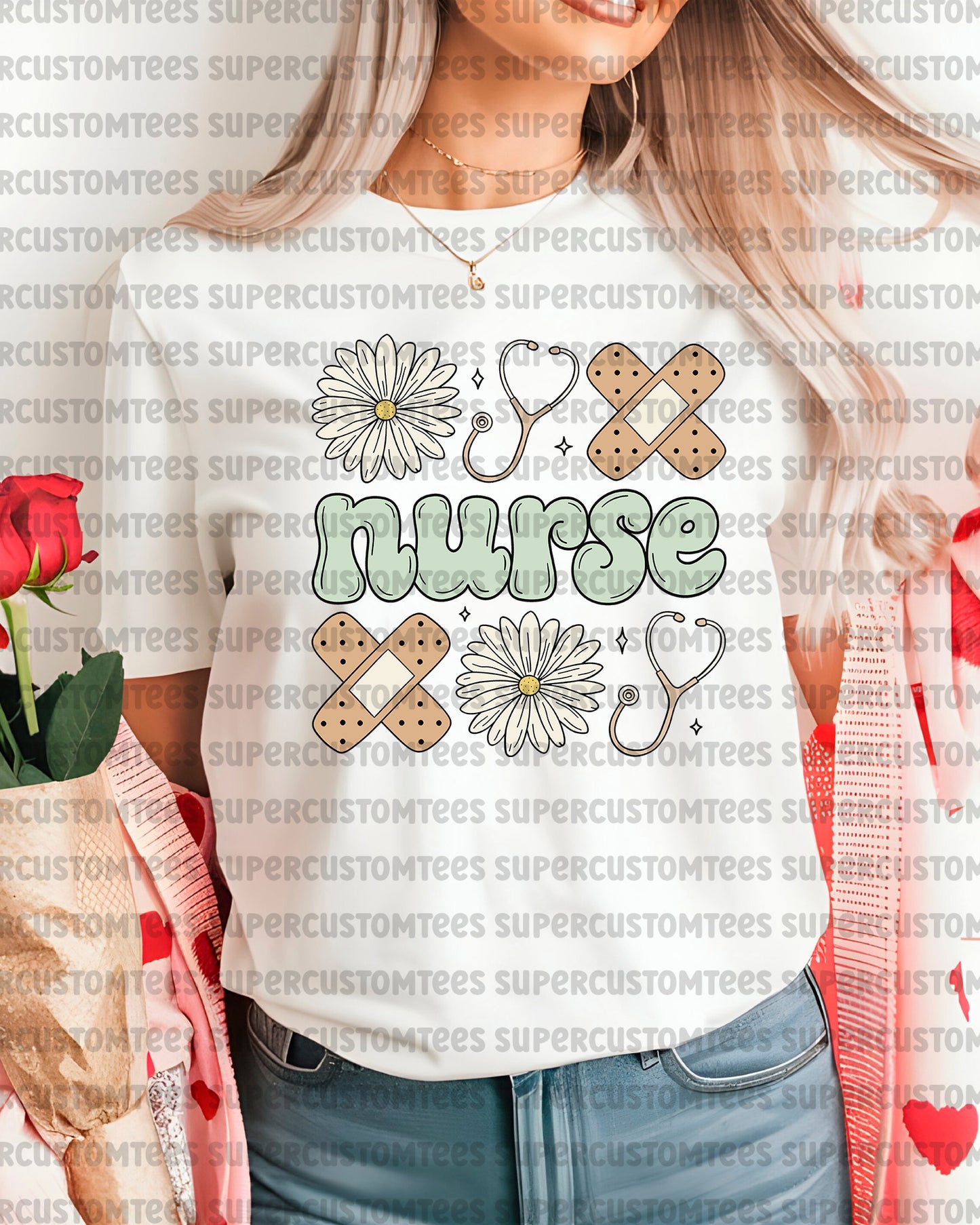 Nurse Floral Heat Transfer for Shirts