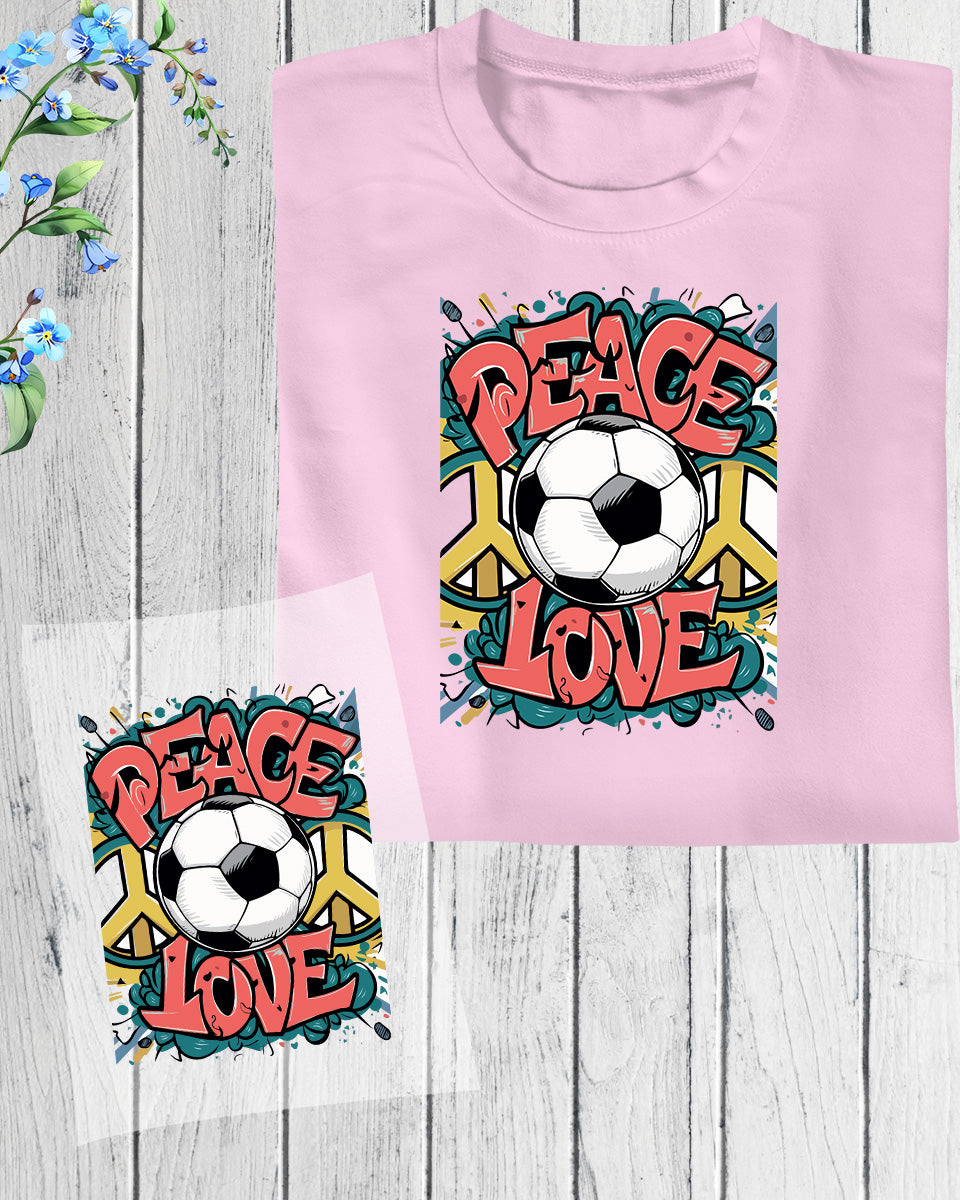 Peace Love Soccer Gift DTF Transfer Film