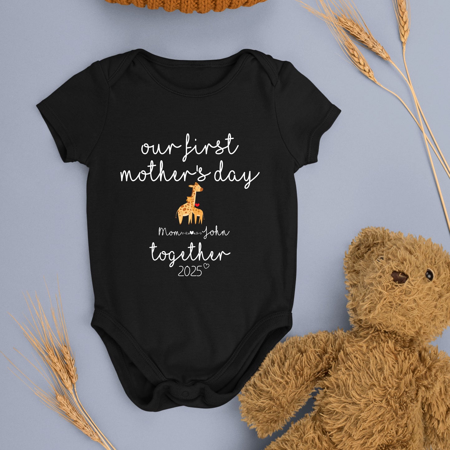 Our First Mother's Day Together Custom Baby and Mommy Names Baby Bodysuit