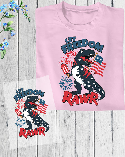 Patriotic Dinosaur 4th of July DTF Transfer