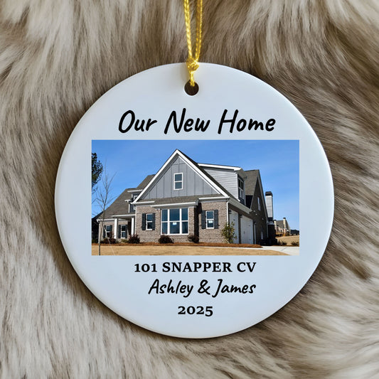 Personalized New Home Photo Christmas Ceramic Ornament