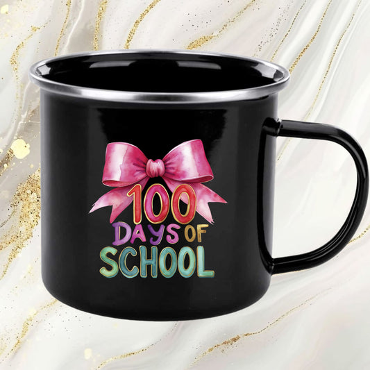 Pink Bow Teacher 100 Days of School DTF Transfer, Ready to Press Heat Transfer for Shirts, Fun Teacher 100 Days of School Design, UV Sticker