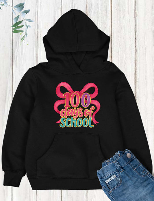 Pink Ribbon Bow 100 Days of School DTF Transfer, Ready to Press Heat Transfer for Shirts, Fun 100 Days of School Kids Design, UV Sticker