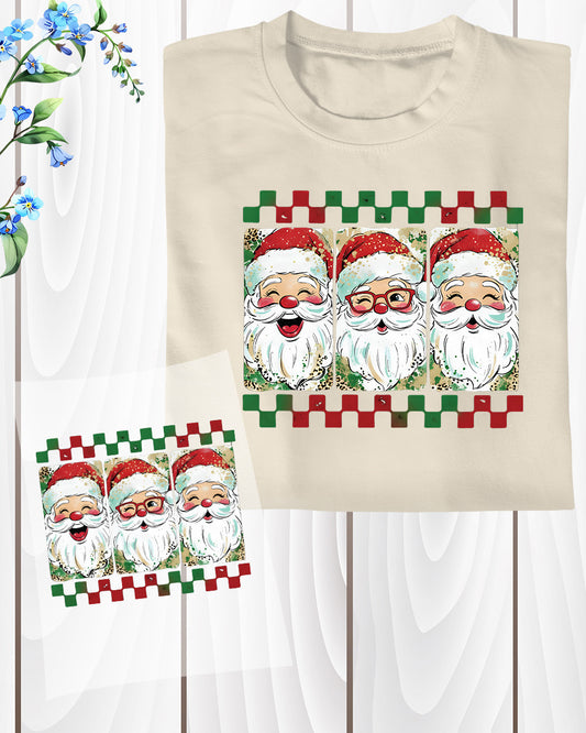 Preppy Brushstroke Christmas Santa DTF Transfer, Holiday Heat Press Design, Xmas Shirt Print, UV DTF Sticker, Christmas Gift Idea