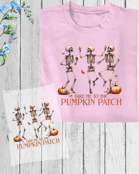 Pumpkin Patch Skeleton DTF Transfer Ready to Press