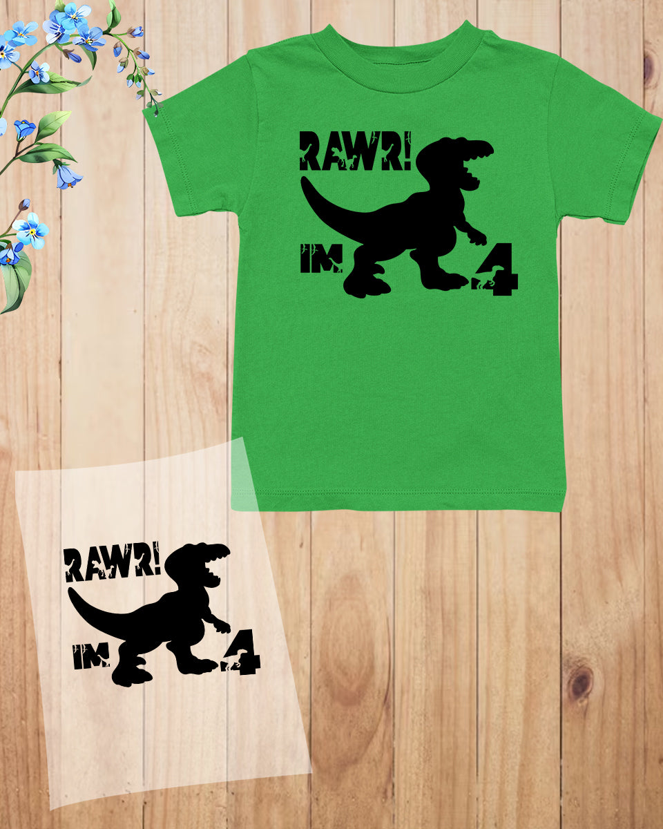 Dinosaur 4th Birthday DTF Transfer Film