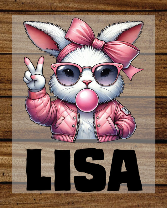 Retro Easter Bunny Blowing Bubble Custom DTF Transfer