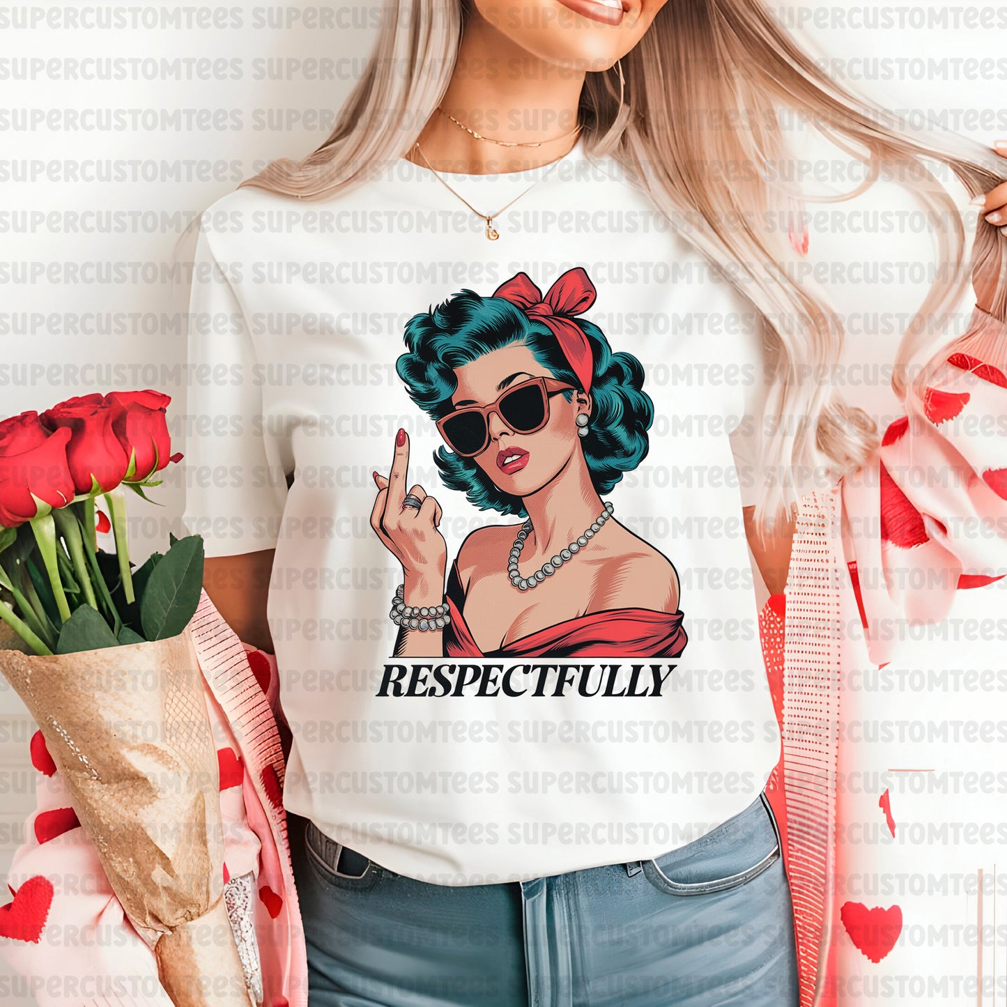 Retro Funny DTF Transfer Ready to Press Respectfully Middle Finger