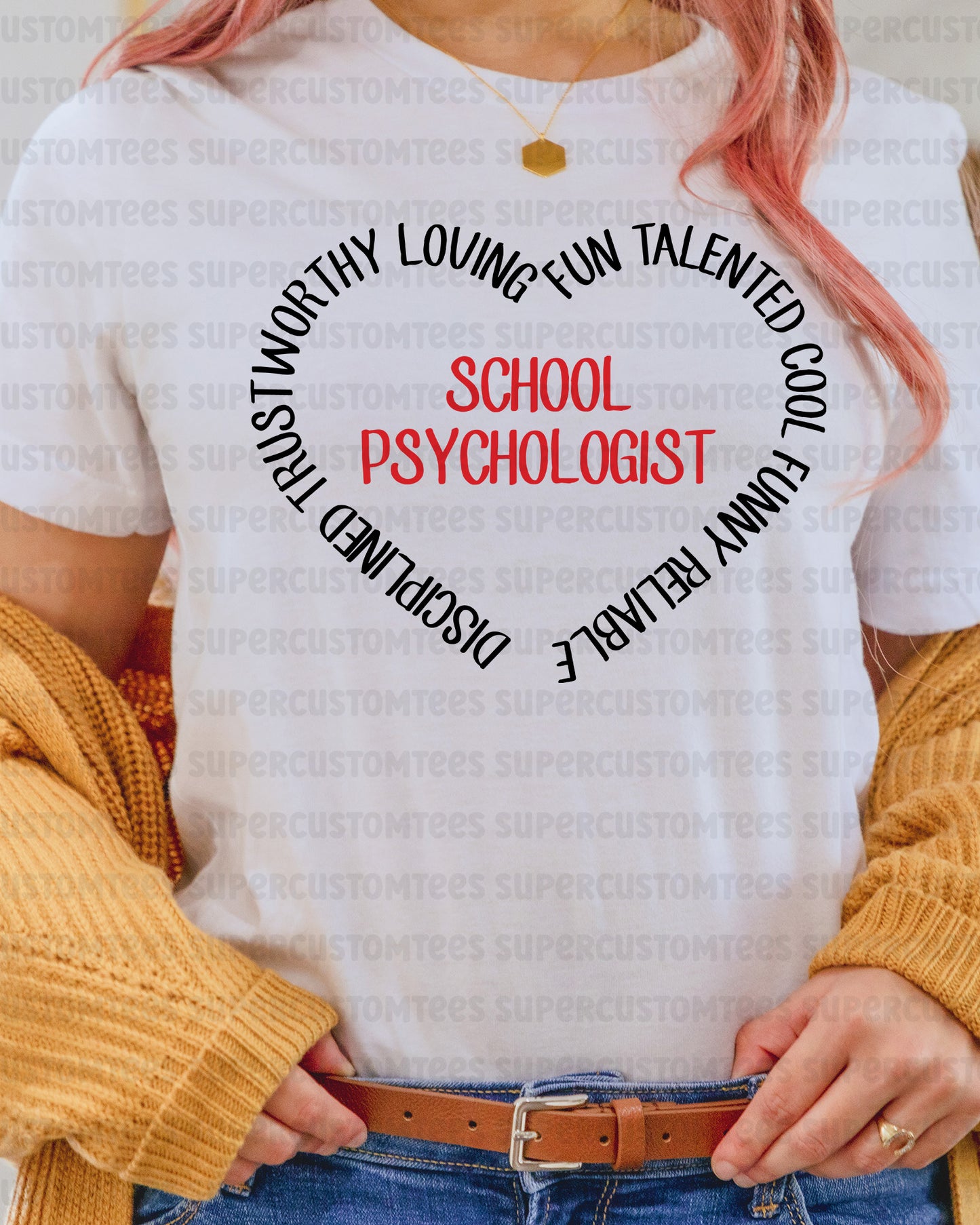 School Psychologist Heart DTF Transfer Ready to Press