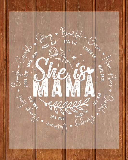 She Is Mama Bible Verse DTF Transfer