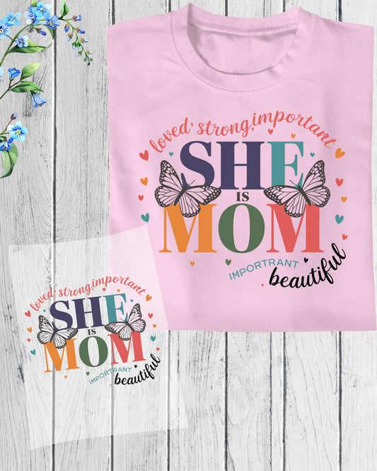She Is Mom Iron on Transfers for Shirts
