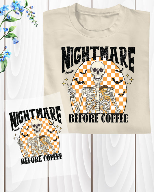 Skeleton Retro Halloween Coffee Heat Transfer