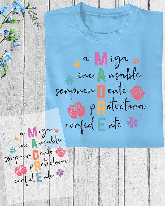 Spanish Mother’s Day Madre DTF Transfer