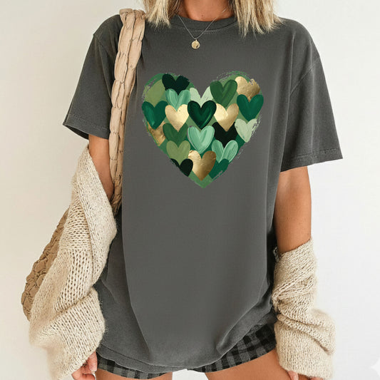 St. Patrick’s Day Heart Shirt Shamrock Sweatshirt Saint Patrick Party Tees Irish Green Sweater For Men Women Kids