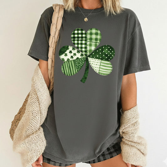 St Patrick’s Day Shirt Patchwork Shamrock Sweatshirt Saint Patrick Party Tees Irish Green Sweater For Men Women Kids
