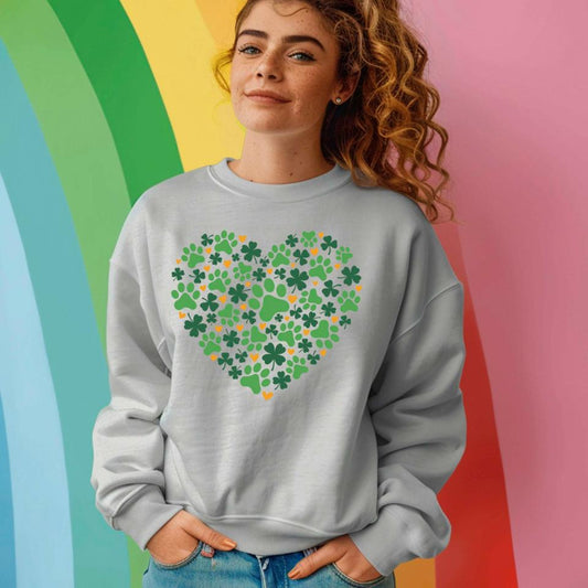 St Patrick's Day Sweatshirt Shamrock Dog Paw