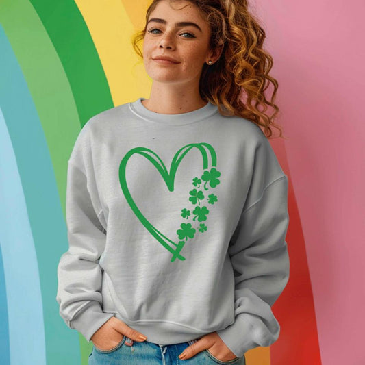 St Patrick's Day Sweatshirt Shamrock Irish Heart