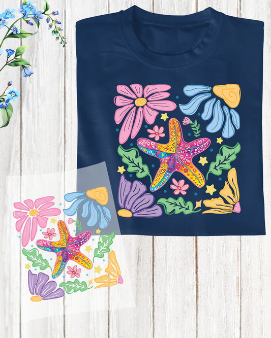 Starfish Floral DTF Transfer Ready to Press