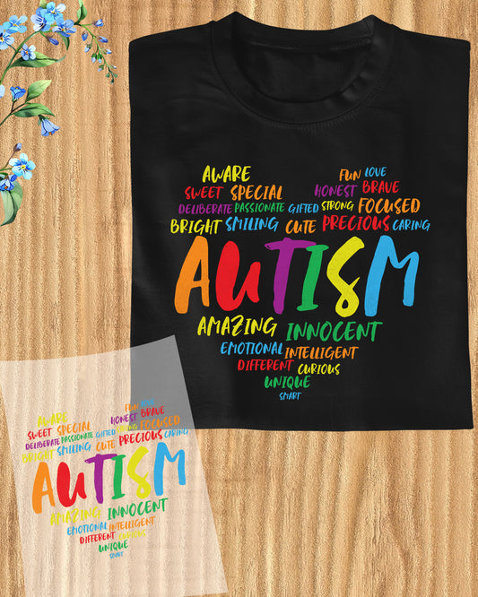 Support Autism Awareness Heart DTF Transfer