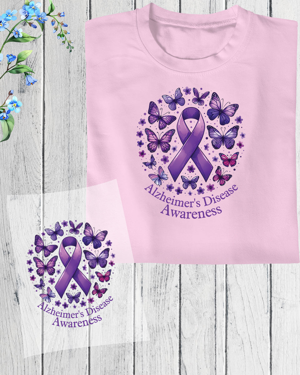 Alzheimer's Disease Awareness Purple Ribbon DTF Transfer Film