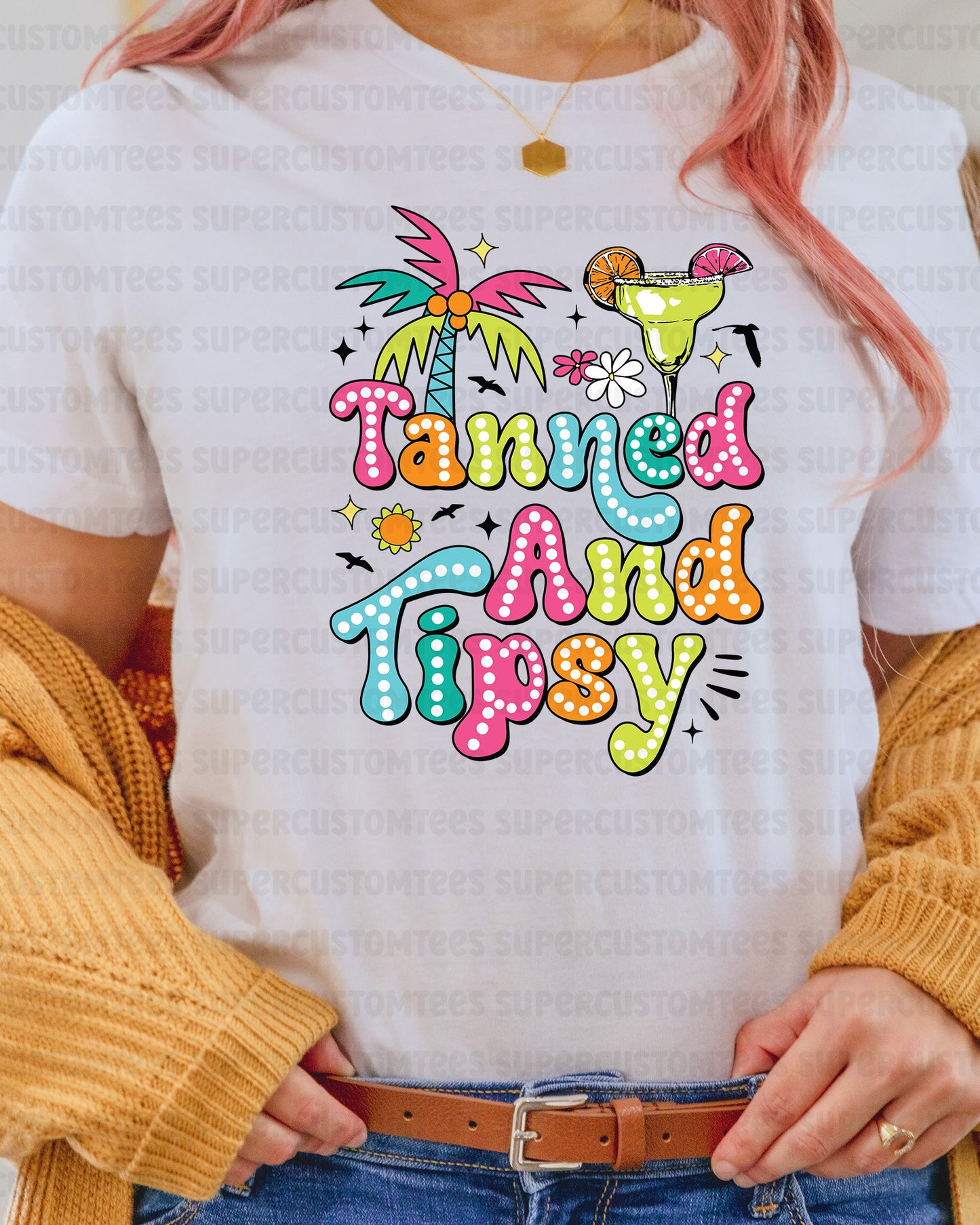 Tanned and Tipsy Summer DTF Transfer Ready to Press