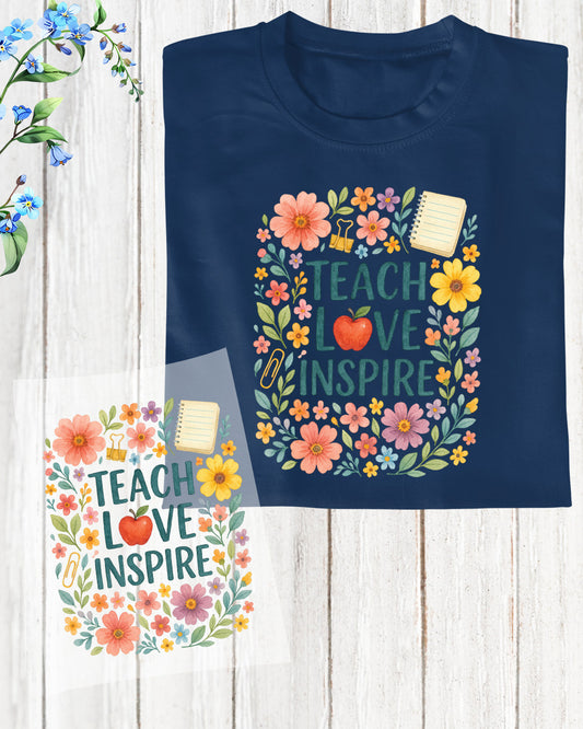 Teach Love Inspire Boho Teacher DTF Transfer