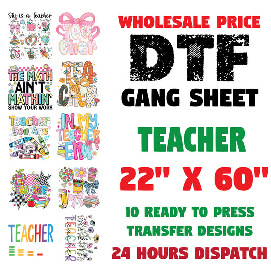 Teacher DTF Transfer Gang Sheet