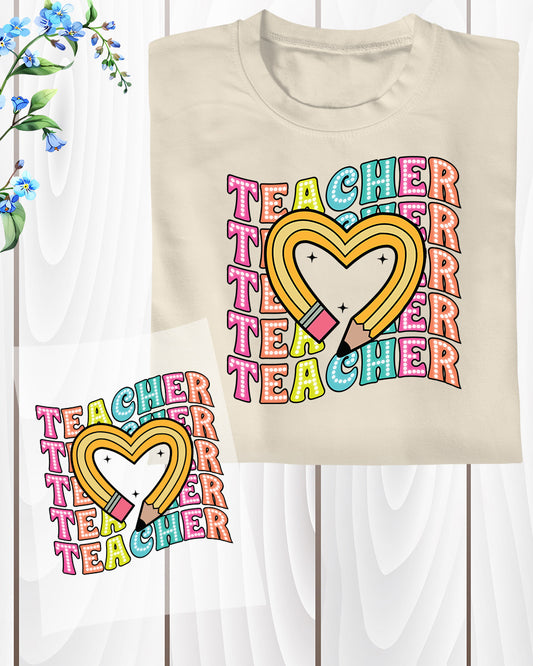 Teacher Heart DTF Transfer Ready to Press