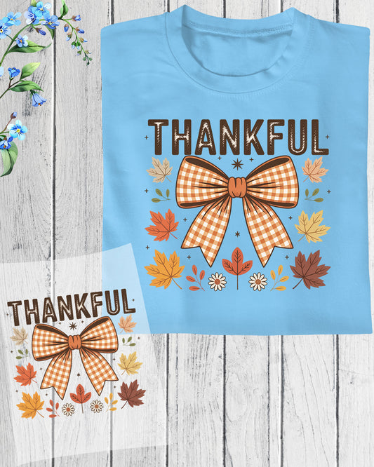 Thankful Fall Pumpkin Bow DTF Transfer