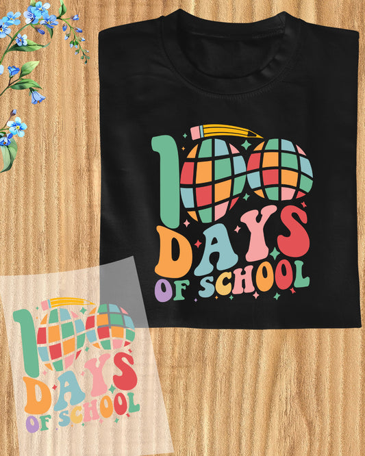 Trendy 100 Days of School Design DTF Transfer, Ready to Press Heat Transfer for Shirts, Fun 100 Days of School Design, UV Sticker