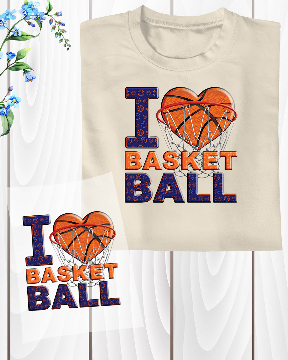 I Love Basketball DTF Transfer Film