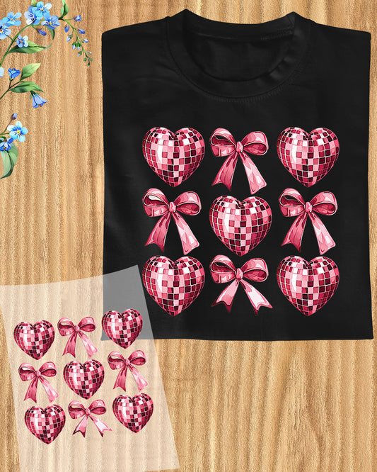 Valentines Day Coquette Pink Heart DTF Transfer Ready to Press