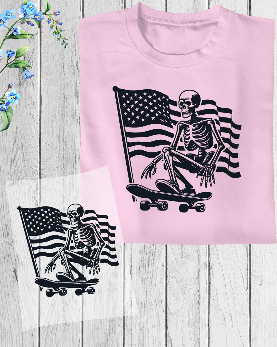 American Skeleton Skateboarding DTF Transfer Film