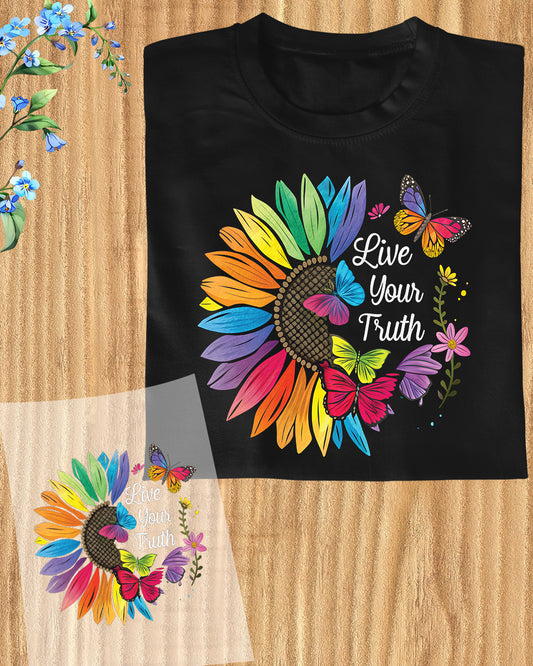 Vibrant Sunflower & Butterfly Pride DTF Transfer