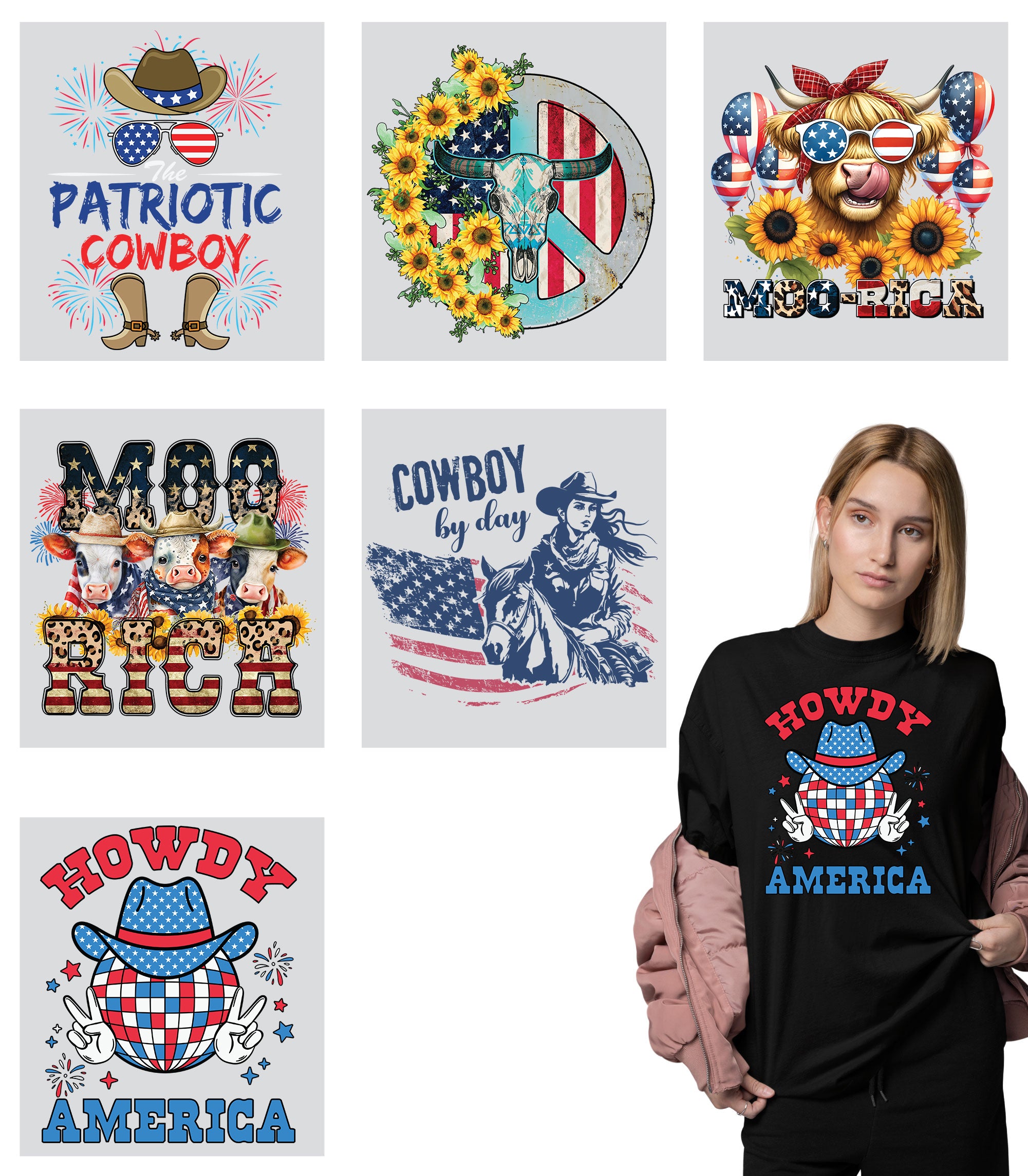 Western 4th of July DTF Transfers Ready to Press