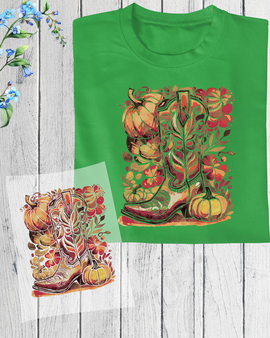 Western Fall Cowboy Boot Boho Fall DTF Transfer