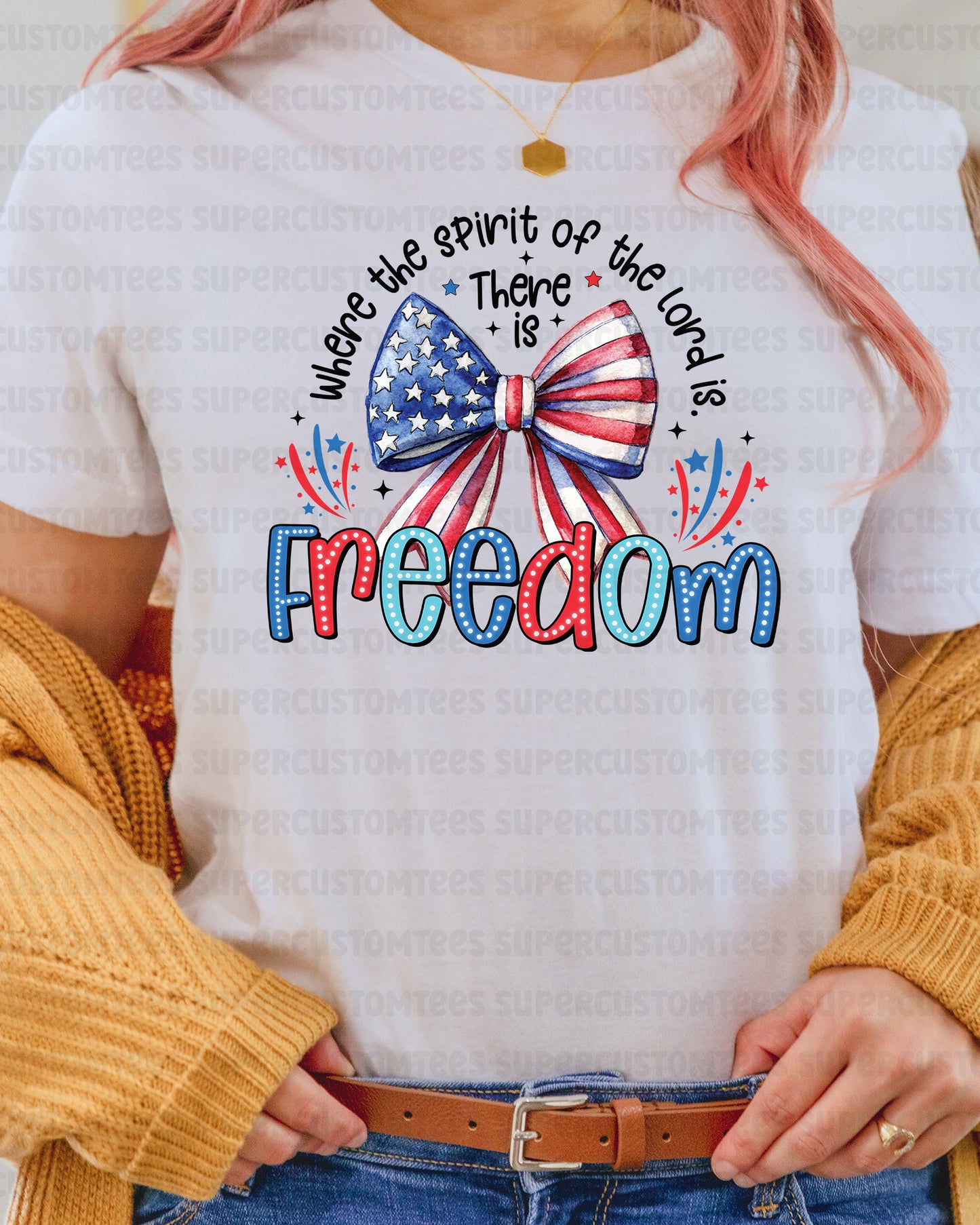 Where The Spirit Of The Lord Is There Is Freedom DTF Transfer Ready to Press