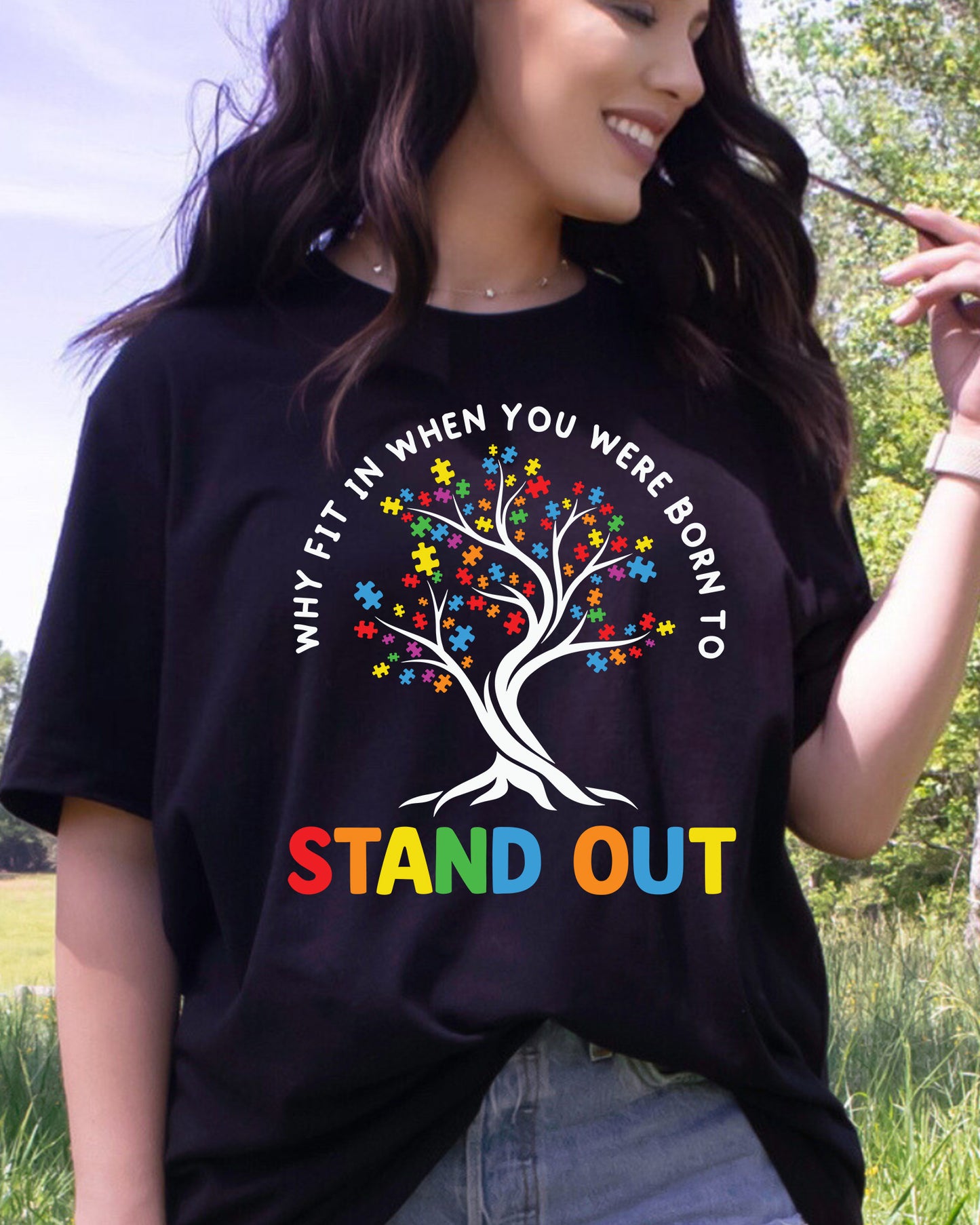 Why Fit in When You Were Born To Stand Out Autism DTF Transfer