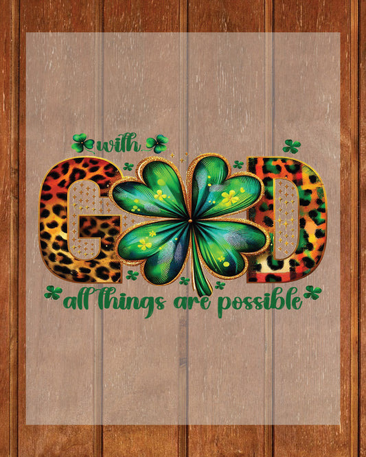 With God all Things are Possible Kids Patrick’s Day DTF Transfer