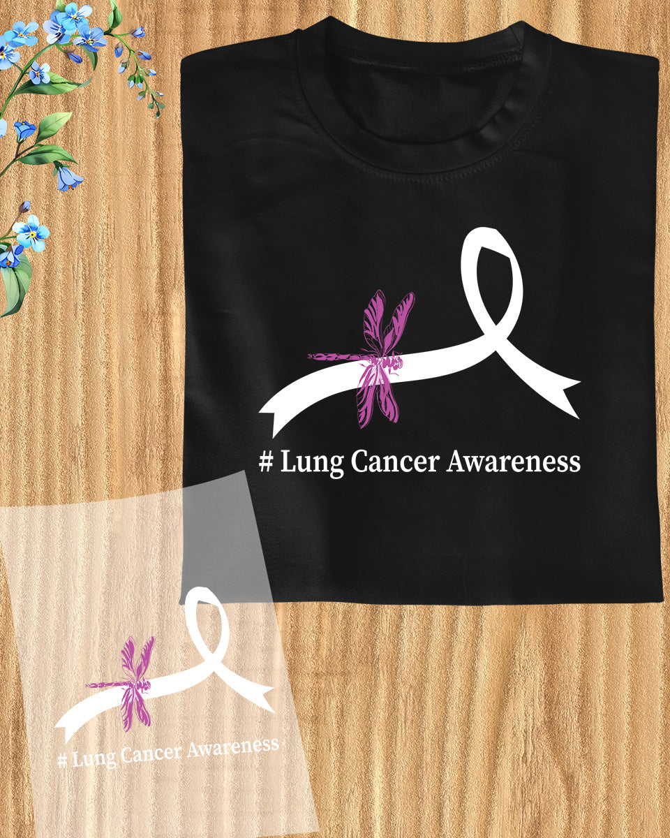 Lung Cancer Awareness Ribbon DTF Transfer Film