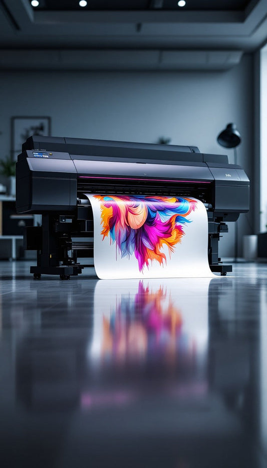 DTF printing onto DTF Film by a large DTF printer, creating a stunning abstract design to put on a custom shirt.