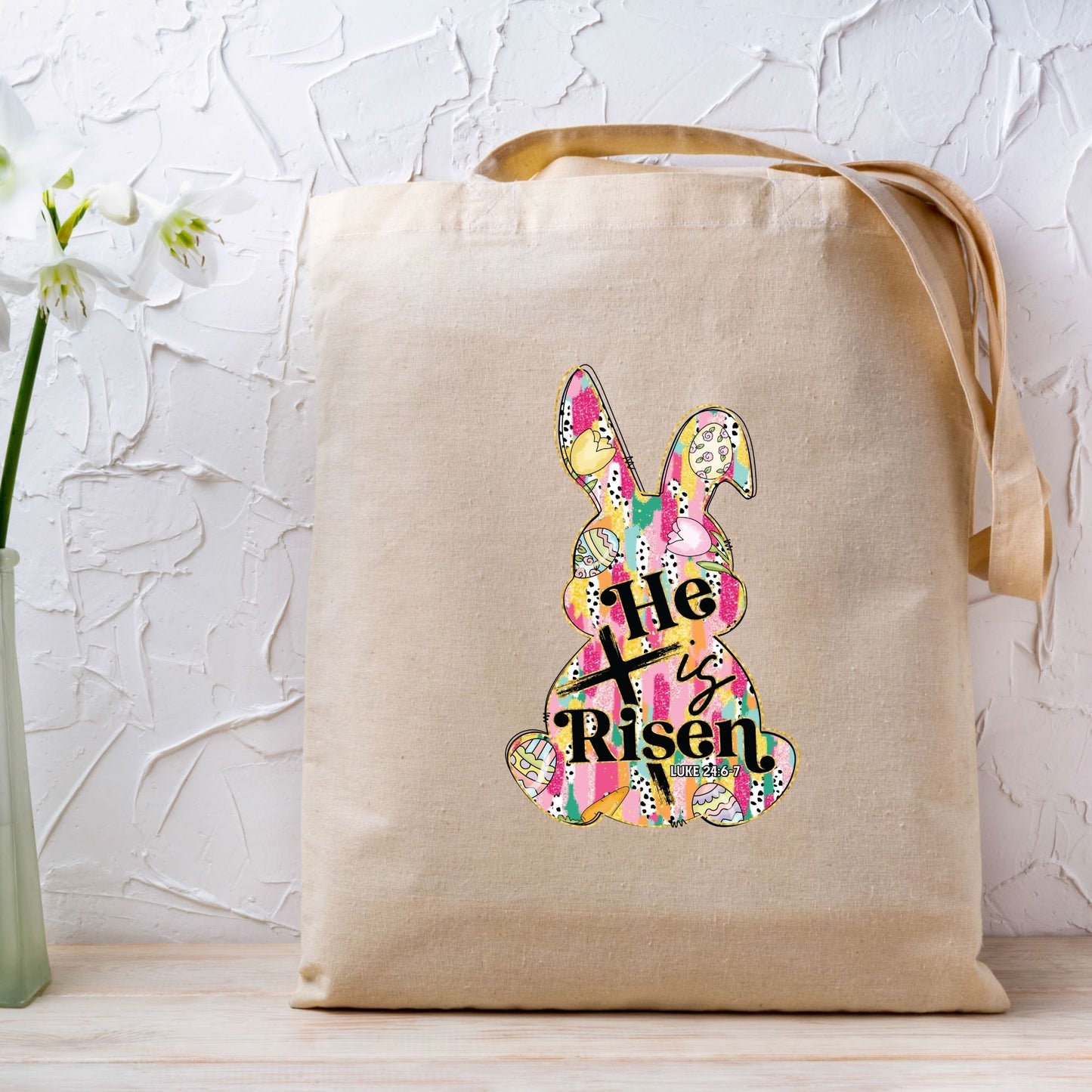 He is Risen Easter Bunny DTF Transfer ready to Press