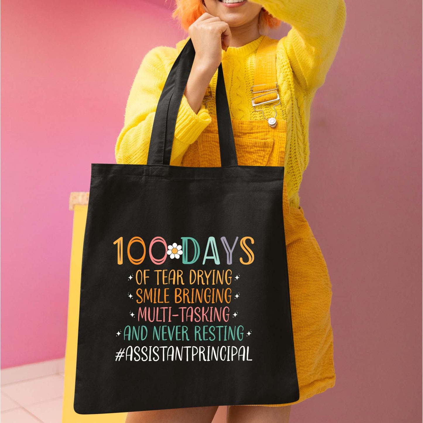 100 Days Assistant Principal Teacher DTF Transfer, Ready to Press Heat Transfer for Shirts, Fun 100 Days of School Teacher Design, UV Sticker