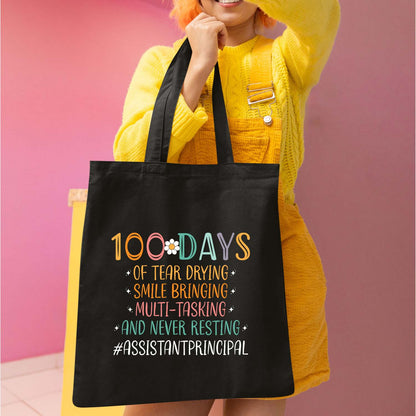 100 Days Assistant Principal Teacher DTF Transfer, Ready to Press Heat Transfer for Shirts, Fun 100 Days of School Teacher Design, UV Sticker